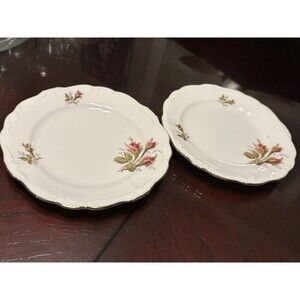 Vintage JOHANN HAVILAND Bavaria, Germany “Moss Rose BREAD PLATE 6" *2-Pc EUC